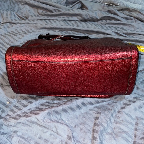 Coach Metallic Red Ranger Flap Crossbody Bag Metal Chain Convertible - Picture 7 of 16